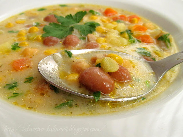 "Суккоташ" или "Мсиккаташ" - вкуснейший американский супчик с бобовыми и кукурузой