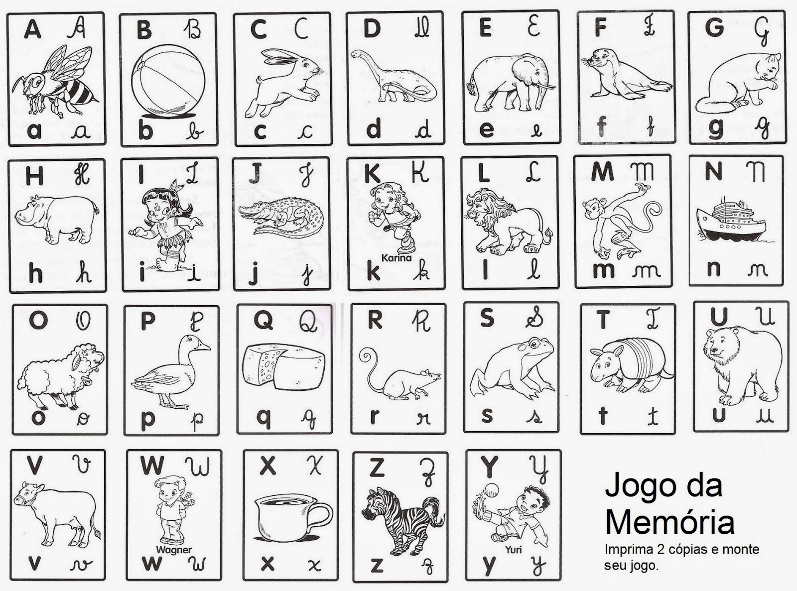 Alfabeto pra Imprimir - Jogo da Memória