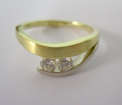 Tension Set Diamond and Gold Ring