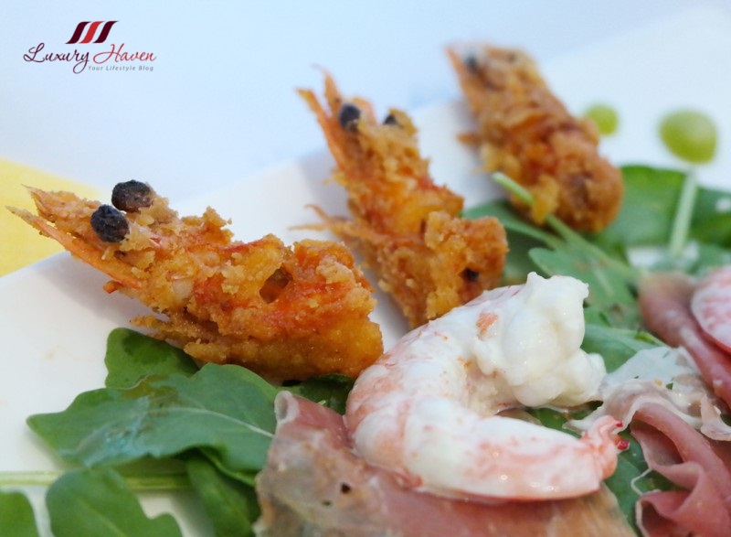 Wild Rocket Salad with Parma Ham and Wasabi Prawns Recipe