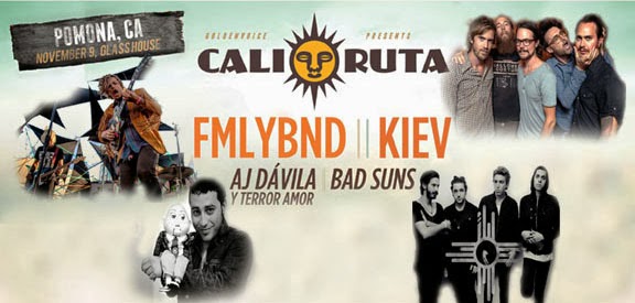 Cali-Ruta TONIGHT- November 9th- FMLYBND, KIEV- AJ Davila, BAD SUNS - Worst Vodka fueled Venue Poster American Pancake has ever made for A GREAT SHOW