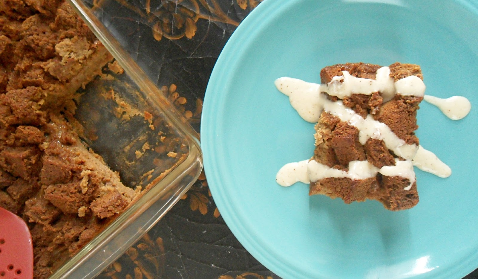 Cooking to Perfection Gingerbread Bread Pudding with Eggnog Sauce