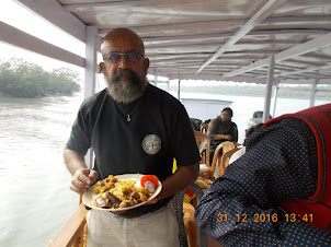 Classic buffet lunch on the launch while cruising along the Sundarban river network.