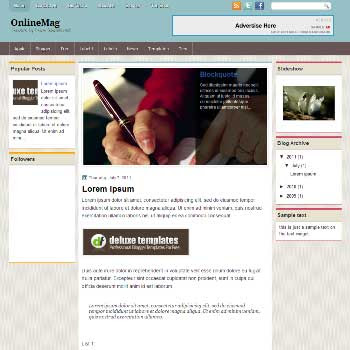 OnlineMag blogger template. magazine style blogger template with images lider content