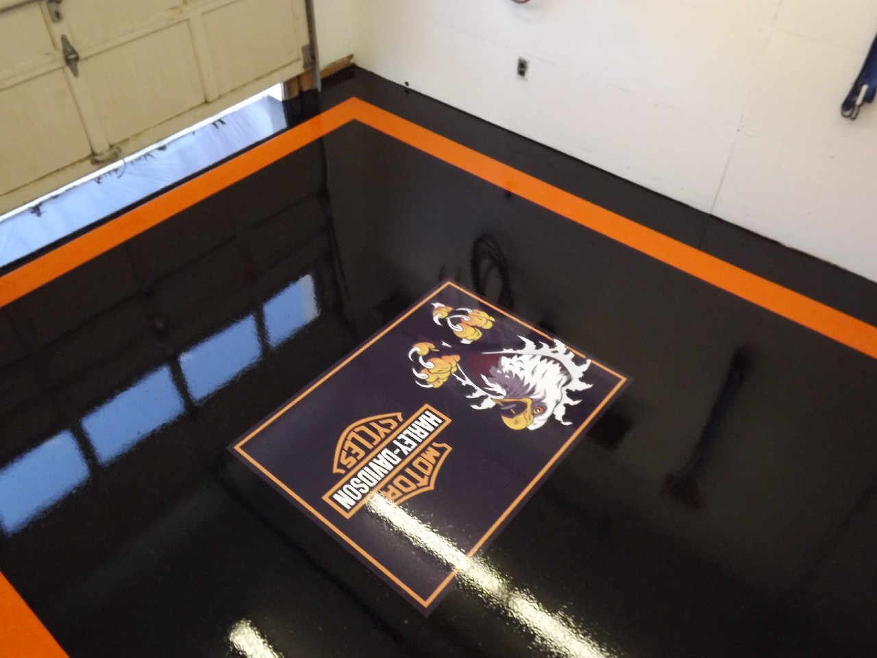 Atlantic Coast Concrete Harley Davidson Logo Epoxy Garage Floor
