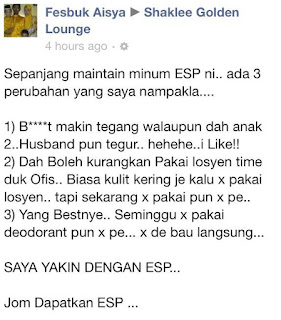 testimoni esp - breast kembali tegang testimoni esp - breast kulit semakin cantik