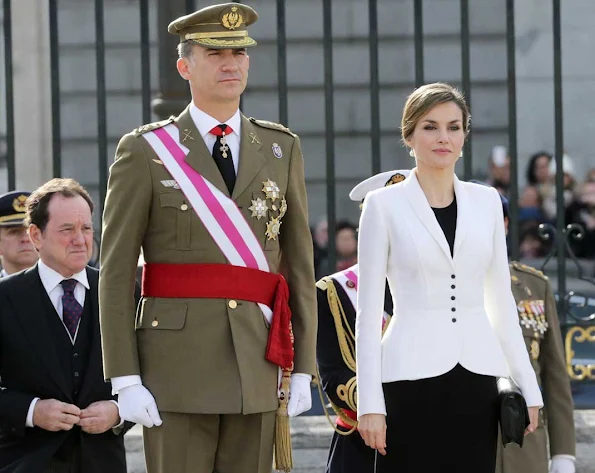 King Felipe VI of Spain and Queen Letizia of Spain attended the 'Pascua Militar' ceremony at the Royal Palace