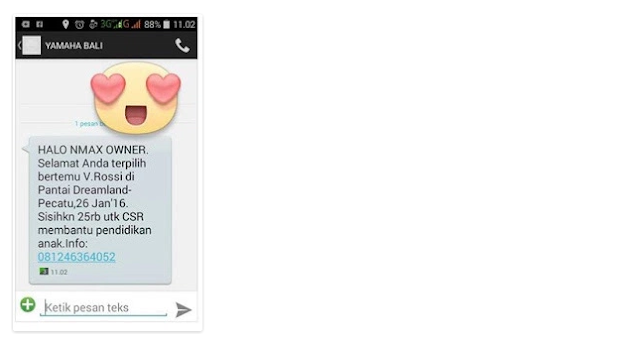 sms dari yamaha untuk ketemu valentino Rossi sms dari yamaha untuk ketemu valentino Rossi