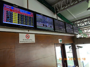 Races and betting odds T.V in "MEMBERS GRANDSTAND" at Mahalaxmi Racecourse.