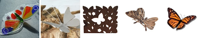 Vlinders in diverse materialen