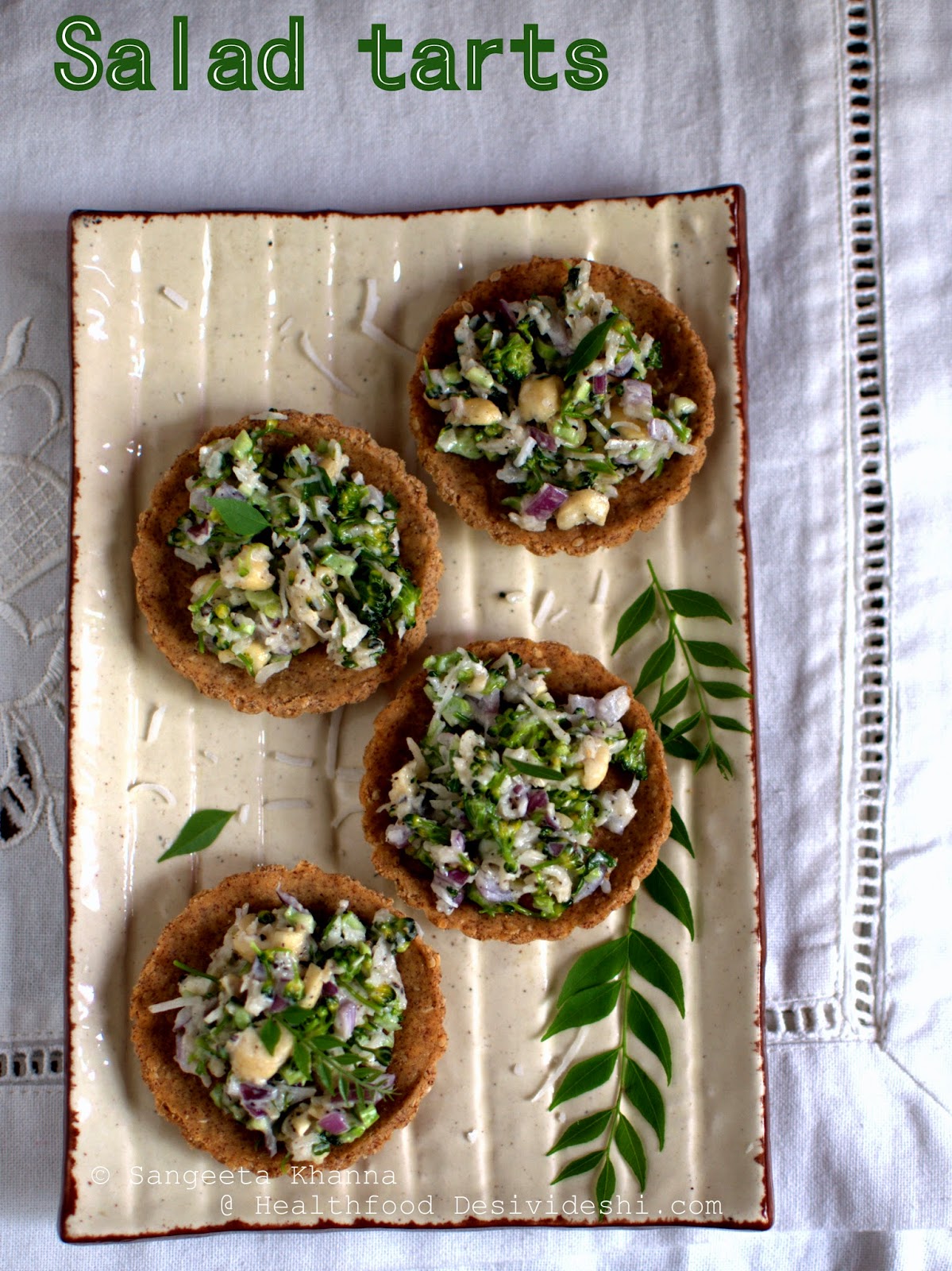 gluten free tart shells with broccoli coconut salad 