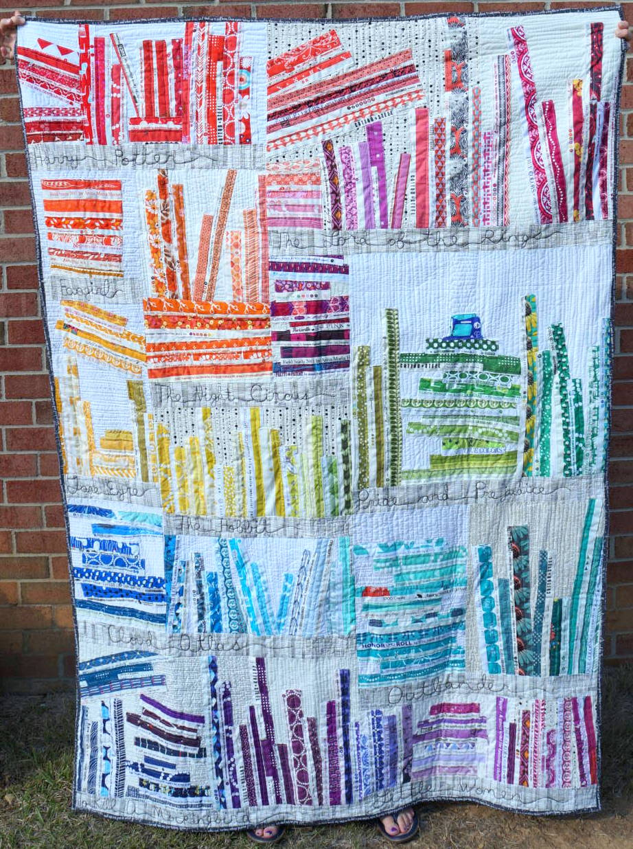 Quilty Habit Selvage Rainbow Bookcase Quilt