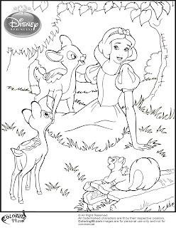 snow white and animals coloring pages