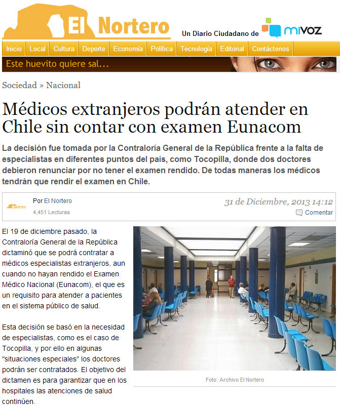 Médicos venezolanos se la juegan en Chile