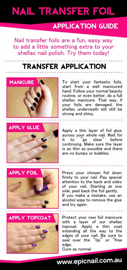 Transfer foil nails - great way for quick nail art . How to