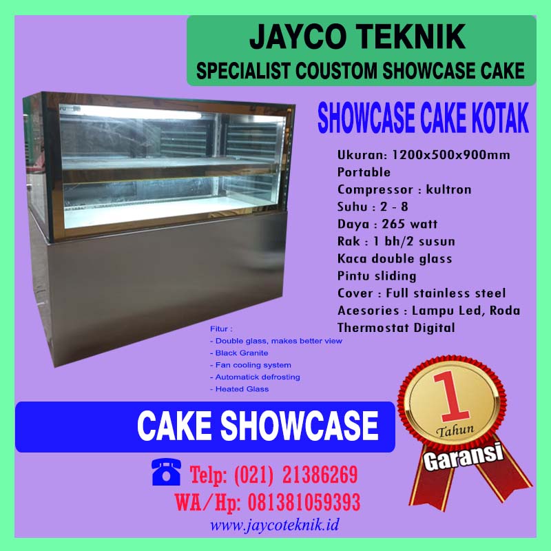 Jual showcase cake portable kotak