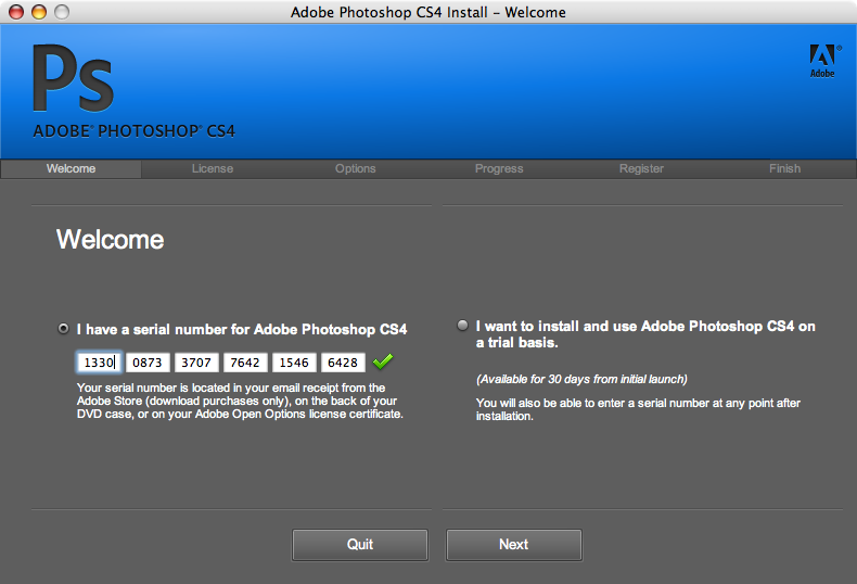 Adobe photoshop cs4 key