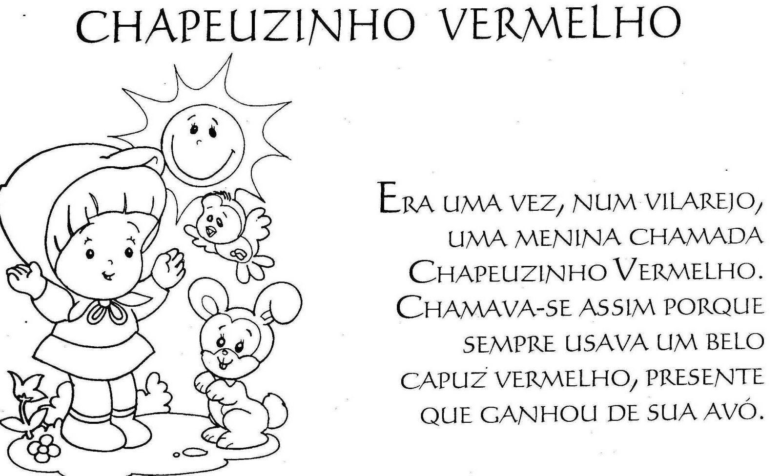 colorindo e desenhando chapeuzinho vermelho para colorir
