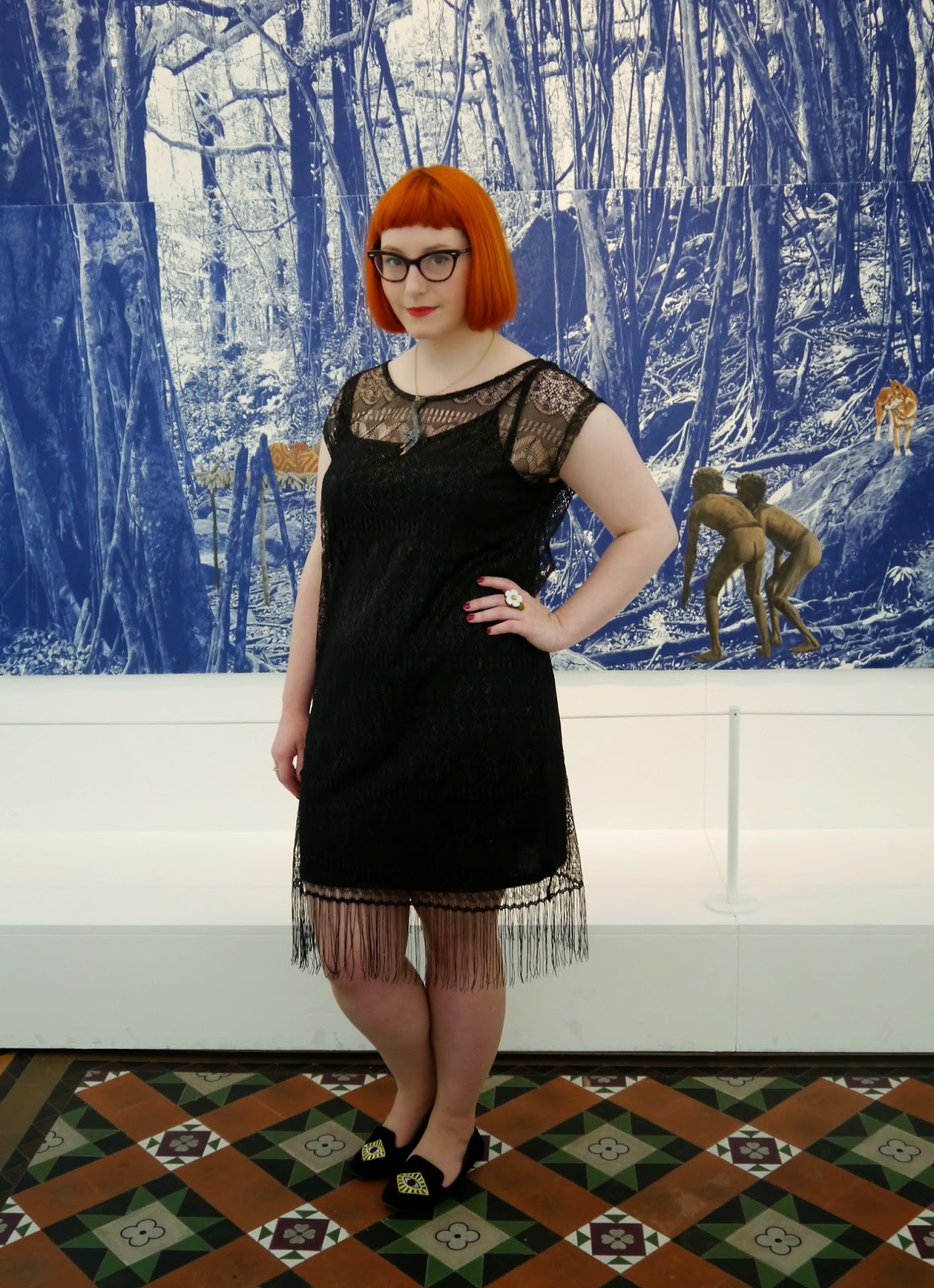 Runaway Fox Taxidermy Necklace and 1920s Style Dress National Museum of Scotland, museum, scottish bloggers, edinburgh, edinburgh bloggers, Danie Mellor, outfit, Runaway fox, taxidermy jewellery, claw necklace, 1920s style, Styled by Helen, ginger hair, red head, The Edinburgh Casting Studio, animal friendly taxidermy