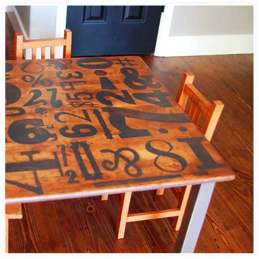 Letter pressed inspired kid's table