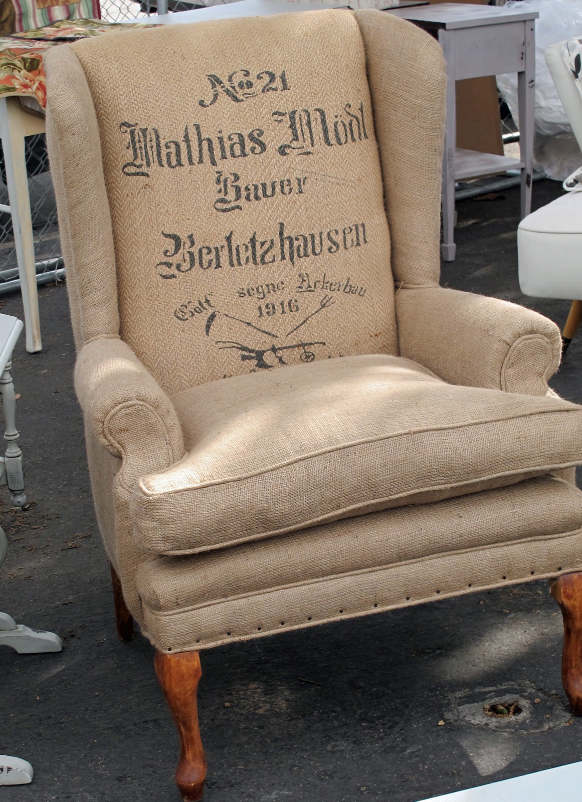 Burlap chair by Keely Rosemann on Decor Inspiration Furniture