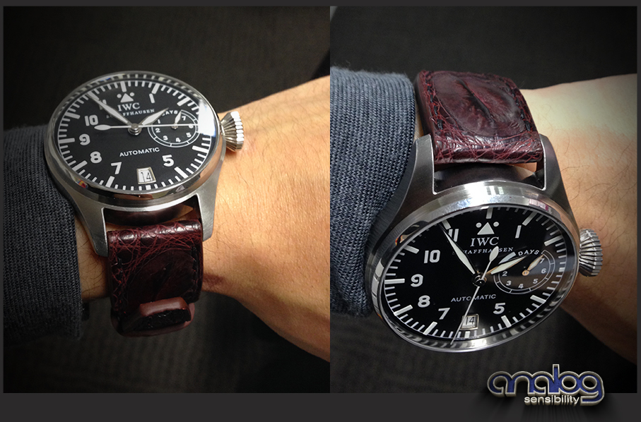 Artist of analog strap Burgundy Crocodile Pilot Strap & IWC Big pilot