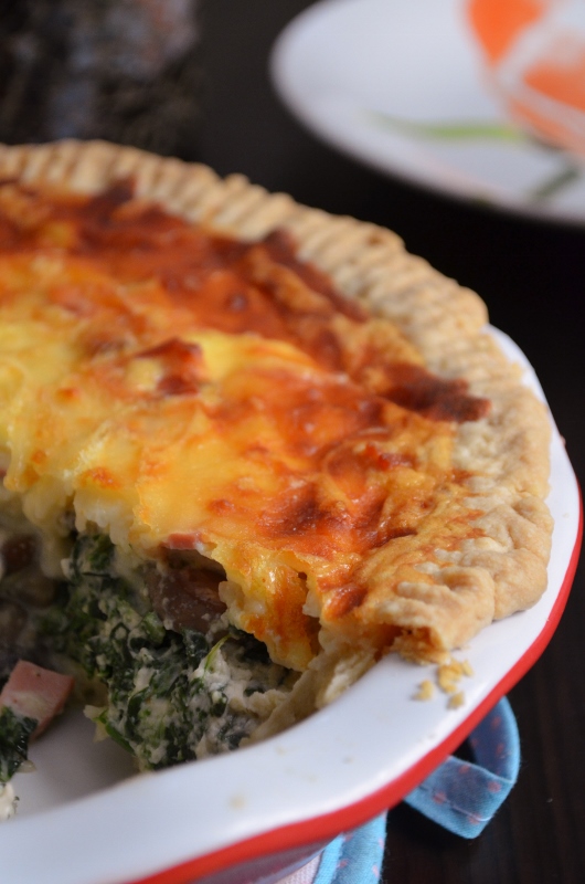 For the Love of Dessert Spinach, Mushroom, & Ham Quiche