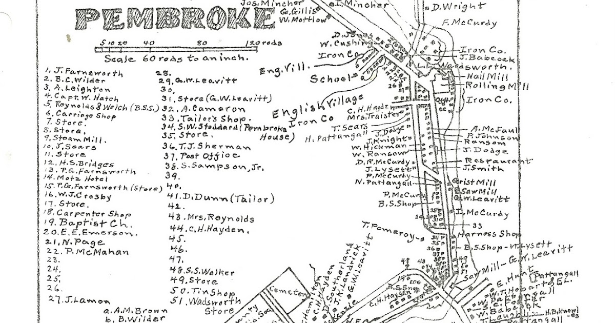 Heirlooms Reunited 1861 map of the Village of Pembroke, Maine with