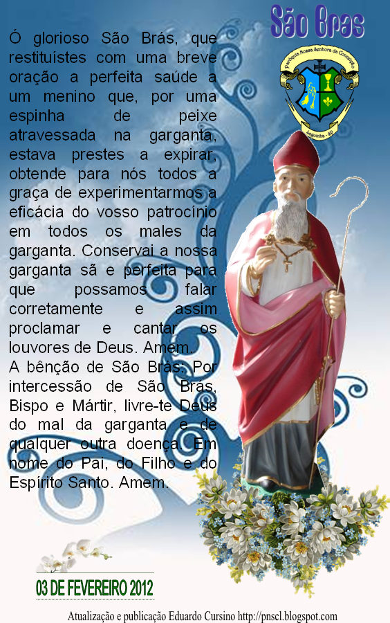 Paróquia Nossa Senhora da Conceição de Lagoinha – SP: Oração a São Bras