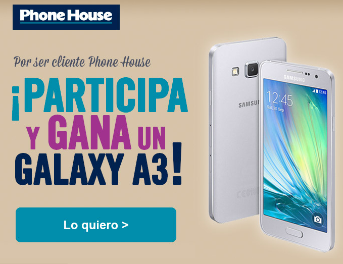Sorteo The Phone House Hasta el 14 de Abril puedes participar en el sorteo del Samsung Galaxy A3.