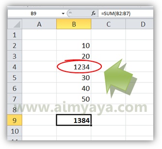 Contoh hasil penjumlahan yang seharusnya (sesuai) di microsoft excel Gambar: Contoh hasil penjumlahan yang seharusnya (sesuai) di microsoft excel