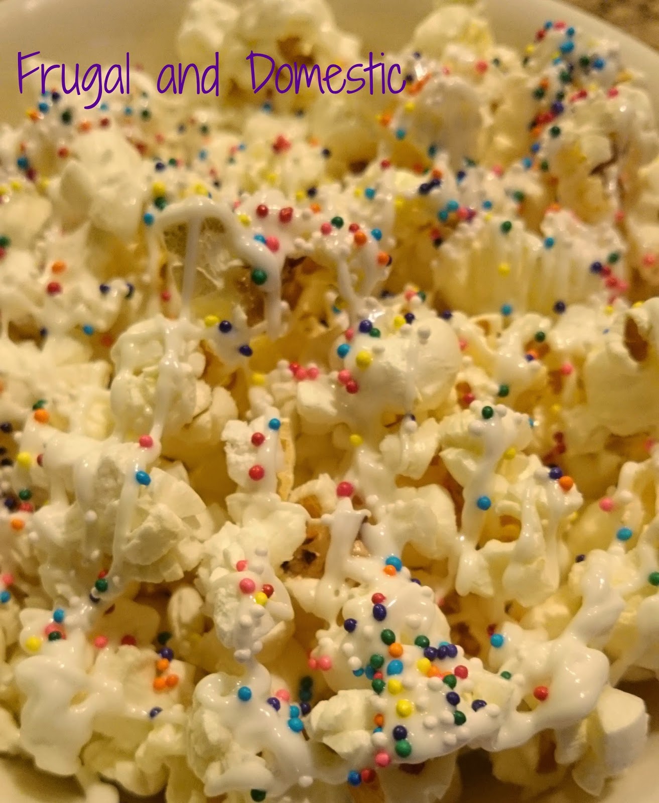 Frugal and Domestic Confetti Popcorn