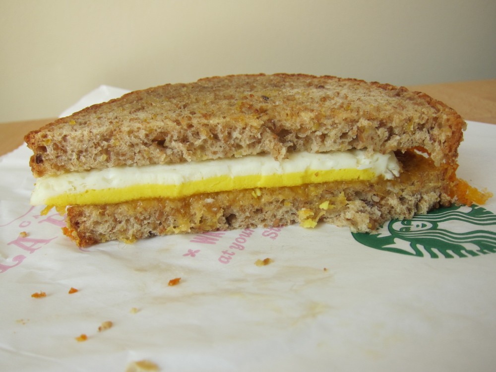 Review Starbucks Egg & Cheddar Breakfast Sandwich Brand Eating