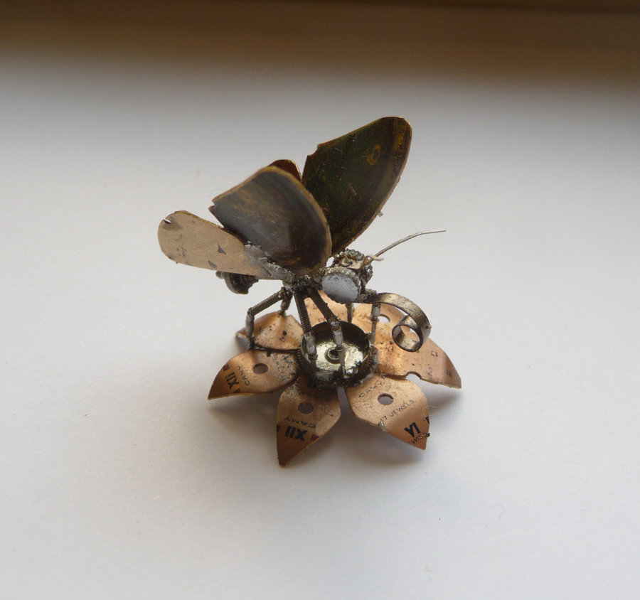 Tiny Mechanical Insects Made of Watch Parts