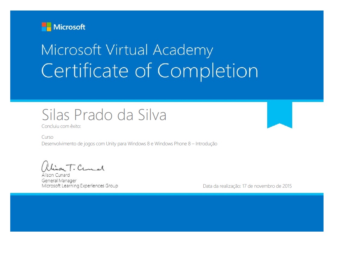 Microsoft Virtual Academy - Certificate of Completion