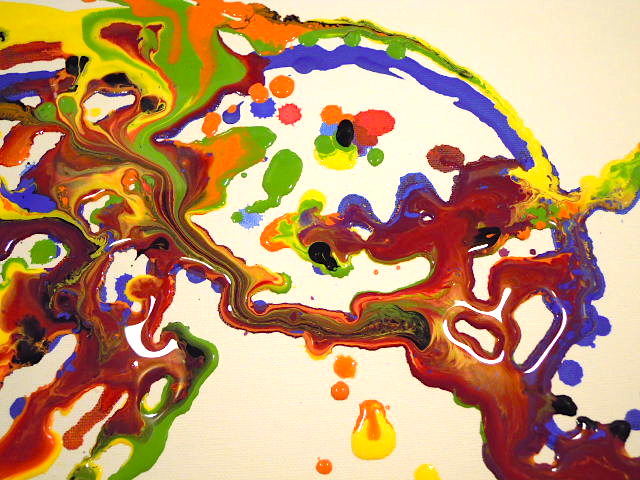 famous splatter art, fluid acrylic painting