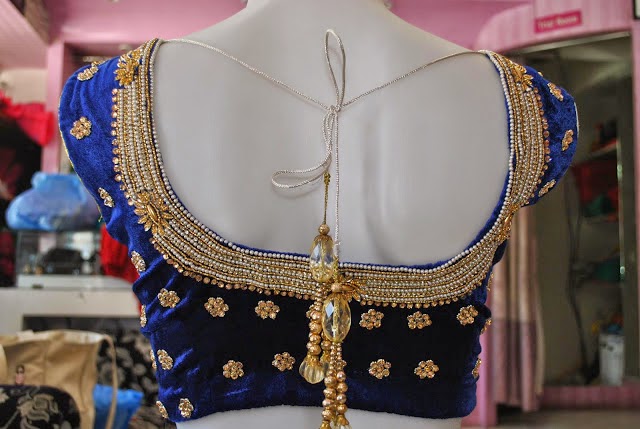 Gold beads work blouse