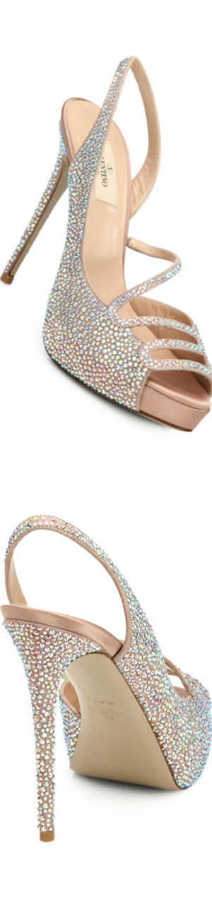 Valentino Strass Crystal Silk Satin Sandals
