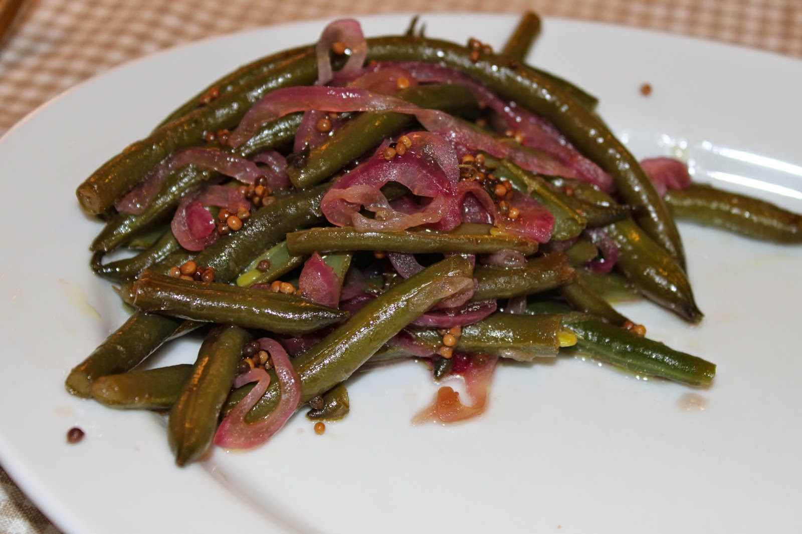 FROM A WRITER'S KITCHEN Green Beans with Red Onions and Mustard Seeds
