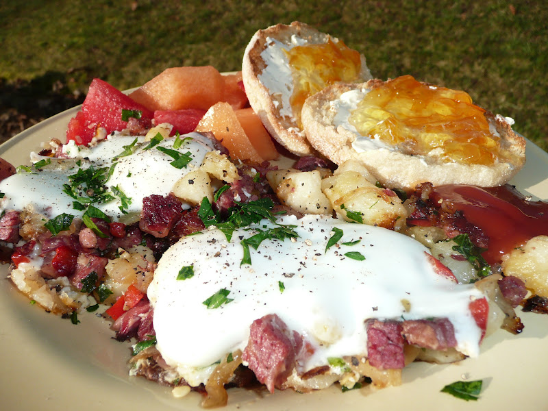 Everyday Dutch Oven Baked Eggs With Corned Beef Hash
