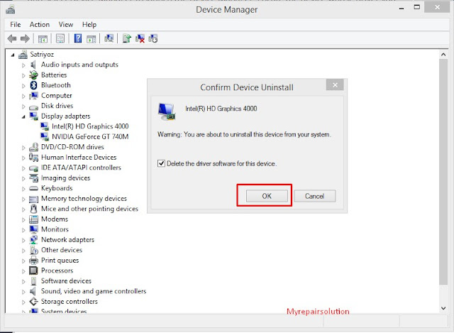uninstal driver via device manager