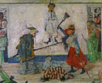 James Ensor (31 años) - Esqueletos luchando por el cuerpo de un ahorcado (1891)
