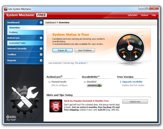 iolo System Mechanic الملفات المؤقتة تنظيف حذف برامج Download Free Version شركة مجاني