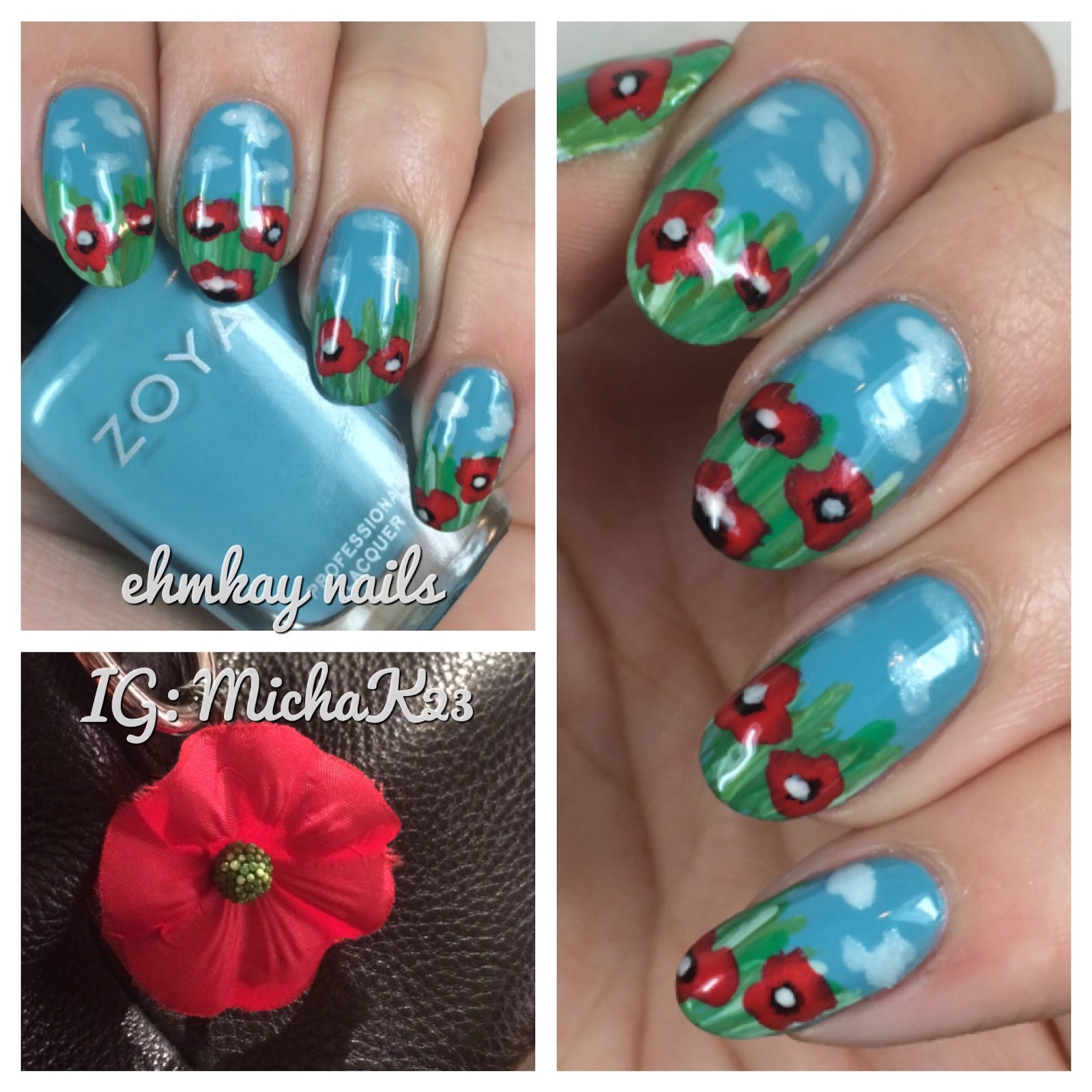 ehmkay nails Poppy Nail Art for Veterans Day