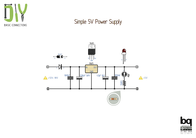 LM7805 ile 5 Volt Power Supply LM7805 ile 5 volt