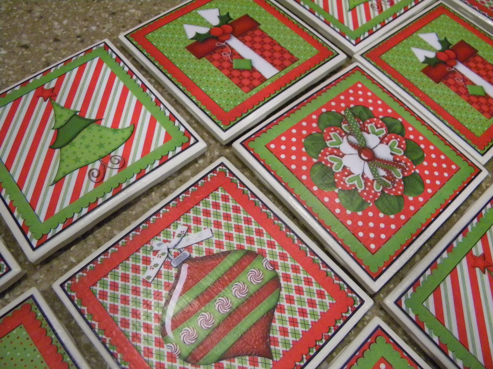 FlipChick Designs Christmas Tile Coaster Set
