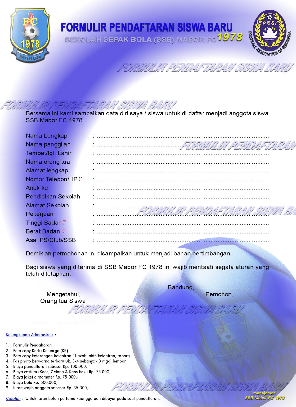 formulir pendaftaran siswa baru formulir pendaftaran siswa baru