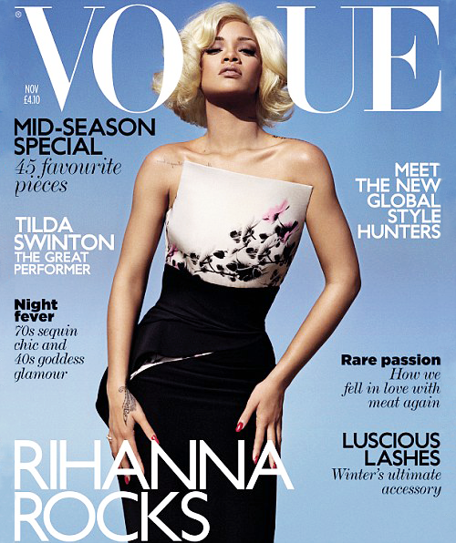 Beauty Rihanna Hairstyles on Vogue UK November 2011 Beauty Rihanna Hairstyles on Vogue UK November 2011
