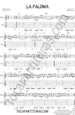 Tubescore La Paloma Tab Sheet Music for Guitar Traditional Music Score
