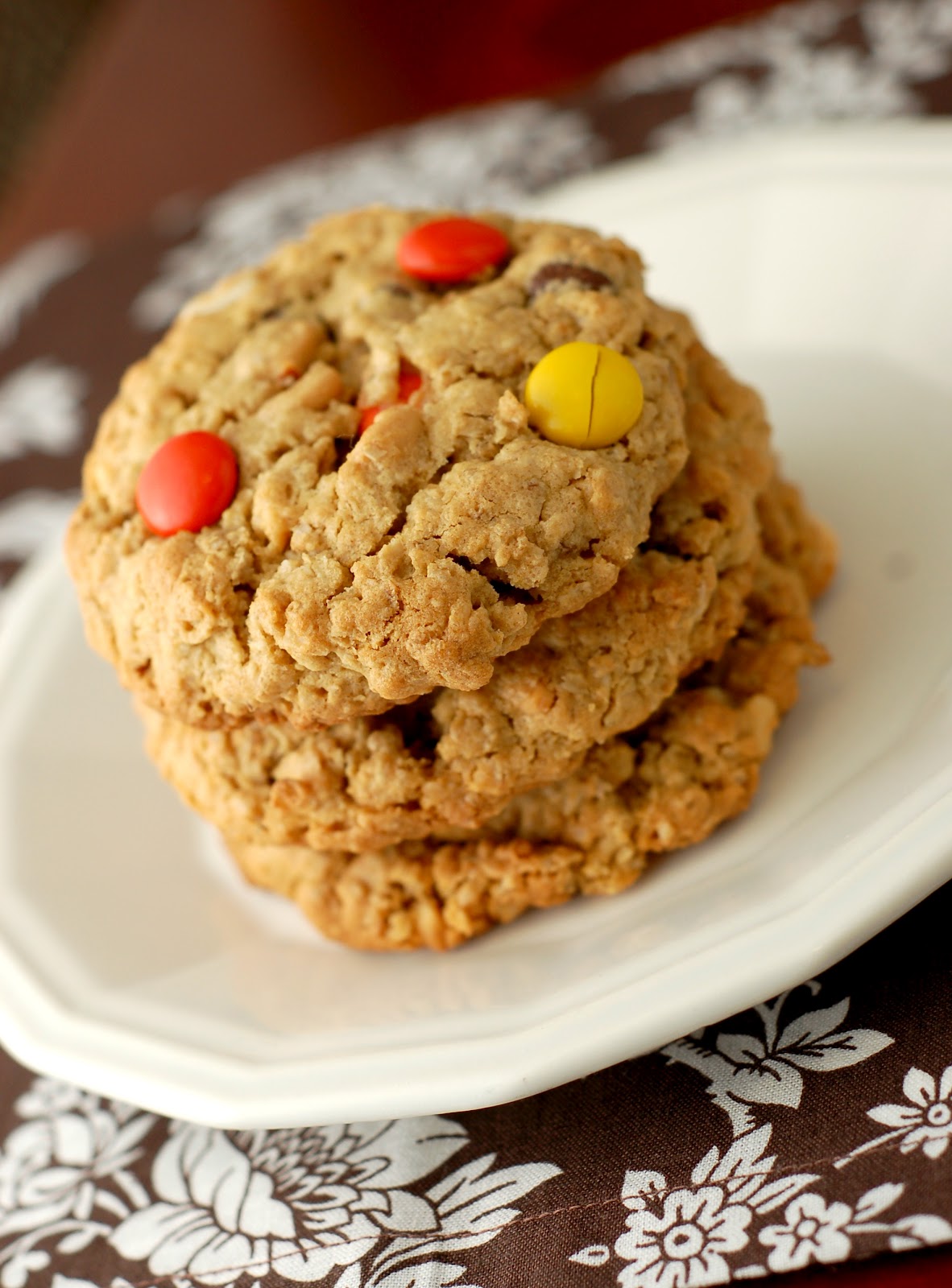 A Kitchen Addiction Chewy Reese's Pieces Peanut Butter Oatmeal Cookies
